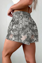 Load image into Gallery viewer, Gray Abstract Maple Leaf Printed Tie Elastic Waist Shorts
