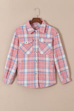 Load image into Gallery viewer, Pink Plaid Flap Pocket Flannel Shacket
