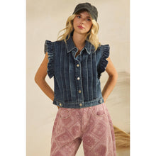 Load image into Gallery viewer, Denim Vest with Front Pleat Details and Ruffles

