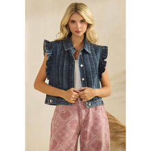 Load image into Gallery viewer, Denim Vest with Front Pleat Details and Ruffles
