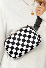 Load image into Gallery viewer, White Checkered Print Buckle Wide Belt Crossbody Bag
