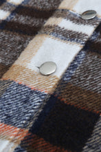 Load image into Gallery viewer, Blue Plaid Pattern Buttoned Shirt Coat with Slits
