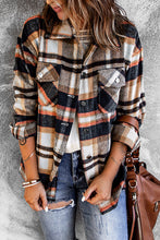 Load image into Gallery viewer, Blue Plaid Pattern Buttoned Shirt Coat with Slits
