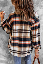Load image into Gallery viewer, Blue Plaid Pattern Buttoned Shirt Coat with Slits
