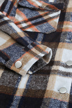Load image into Gallery viewer, Blue Plaid Pattern Buttoned Shirt Coat with Slits
