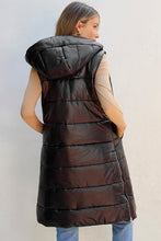 Load image into Gallery viewer, Hooded Long Quilted Vest Coat
