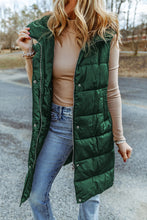 Load image into Gallery viewer, Hooded Long Quilted Vest Coat

