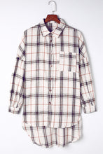 Load image into Gallery viewer, White Oversized Plaid Pattern Shacket with Slits
