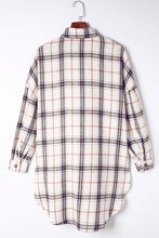 Load image into Gallery viewer, White Oversized Plaid Pattern Shacket with Slits
