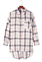 Load image into Gallery viewer, White Oversized Plaid Pattern Shacket with Slits
