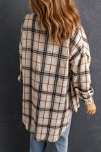 Load image into Gallery viewer, White Oversized Plaid Pattern Shacket with Slits
