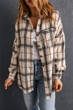 Load image into Gallery viewer, White Oversized Plaid Pattern Shacket with Slits
