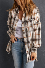 Load image into Gallery viewer, White Oversized Plaid Pattern Shacket with Slits
