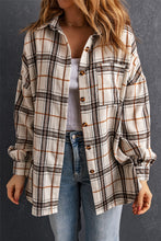 Load image into Gallery viewer, White Oversized Plaid Pattern Shacket with Slits
