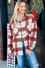 Load image into Gallery viewer, Red Christmas Plaid Casual Flannel Shacket
