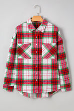 Load image into Gallery viewer, Red Christmas Plaid Casual Flannel Shacket
