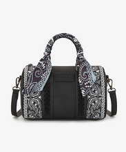 Load image into Gallery viewer, Wrangler Bandana Paisley Print Barrel Crossbody  BLK
