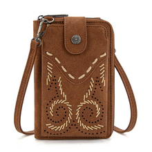 Load image into Gallery viewer, Wrangler Western Stitch RFID Phone Crossbody Wallet/Crossbody - Brown
