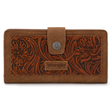 Load image into Gallery viewer, Wrangler Floral Tooled Wallet Brn
