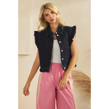 Load image into Gallery viewer, Denim Vest with Front Pleat Details and Ruffles
