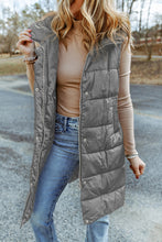 Load image into Gallery viewer, Hooded Long Quilted Vest Coat

