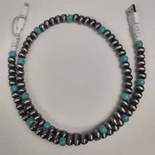 Load image into Gallery viewer, Faux Turquoise and Pearl Phone charger
