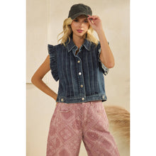 Load image into Gallery viewer, Denim Vest with Front Pleat Details and Ruffles
