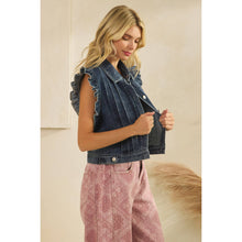 Load image into Gallery viewer, Denim Vest with Front Pleat Details and Ruffles
