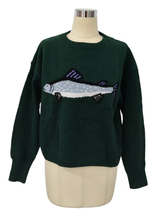 Load image into Gallery viewer, Ocean Fisherman Sardine pattern crewneck knit sweater
