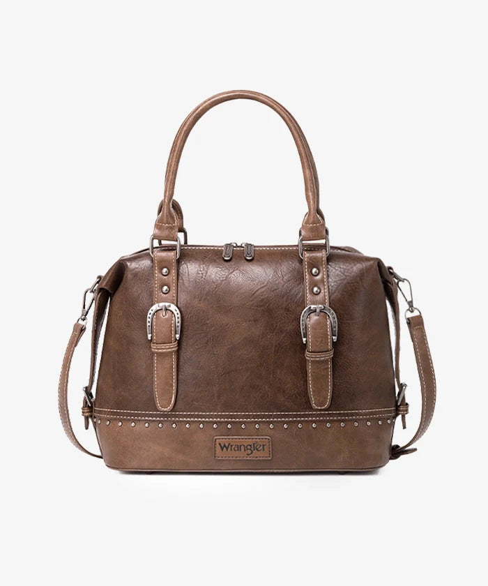 Wrangler Buckle Classic Barrel Satchel BROWN
