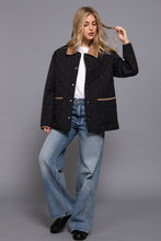 Load image into Gallery viewer, Long Sleeve Contrast Lapel Collar Quilted Puffer Work Jacket
