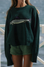 Load image into Gallery viewer, Ocean Fisherman Sardine pattern crewneck knit sweater
