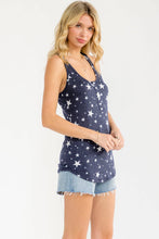 Load image into Gallery viewer, Star Print Henley Tank Top
