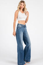 Load image into Gallery viewer, MID RISE STRETCH TROUSER WIDE LEG JEANS
