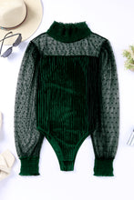 Load image into Gallery viewer, Sheer Dotty Long Sleeve Ribbed Velvet Bodysuit
